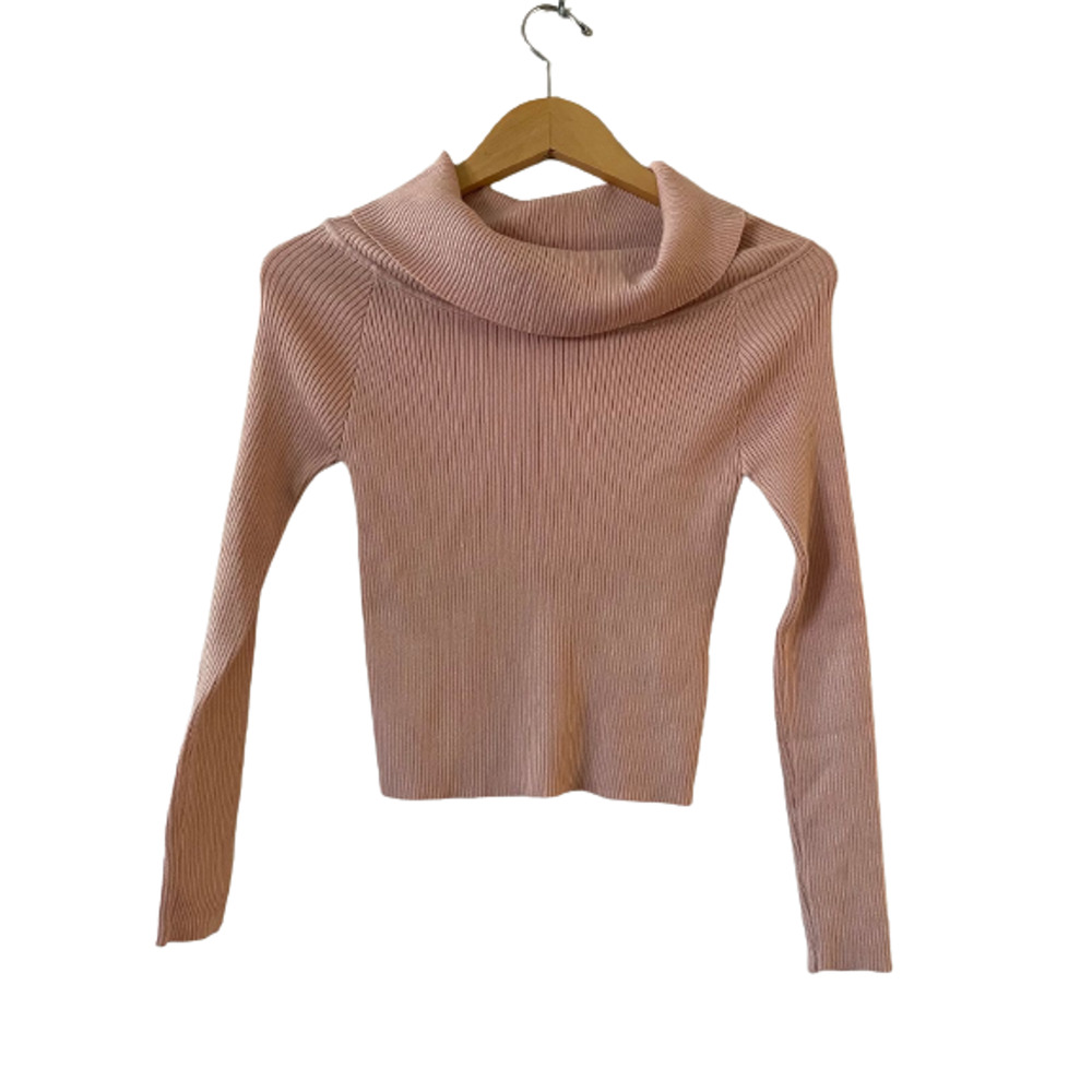 Simplee Apparel Size S Women's Cowl Neck Ribbed Crop Sweater Knit‎ Top Pullover